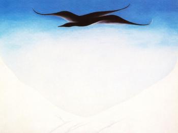 Georgia O Keeffe : A Black Bird With Snow Covered Red Hills